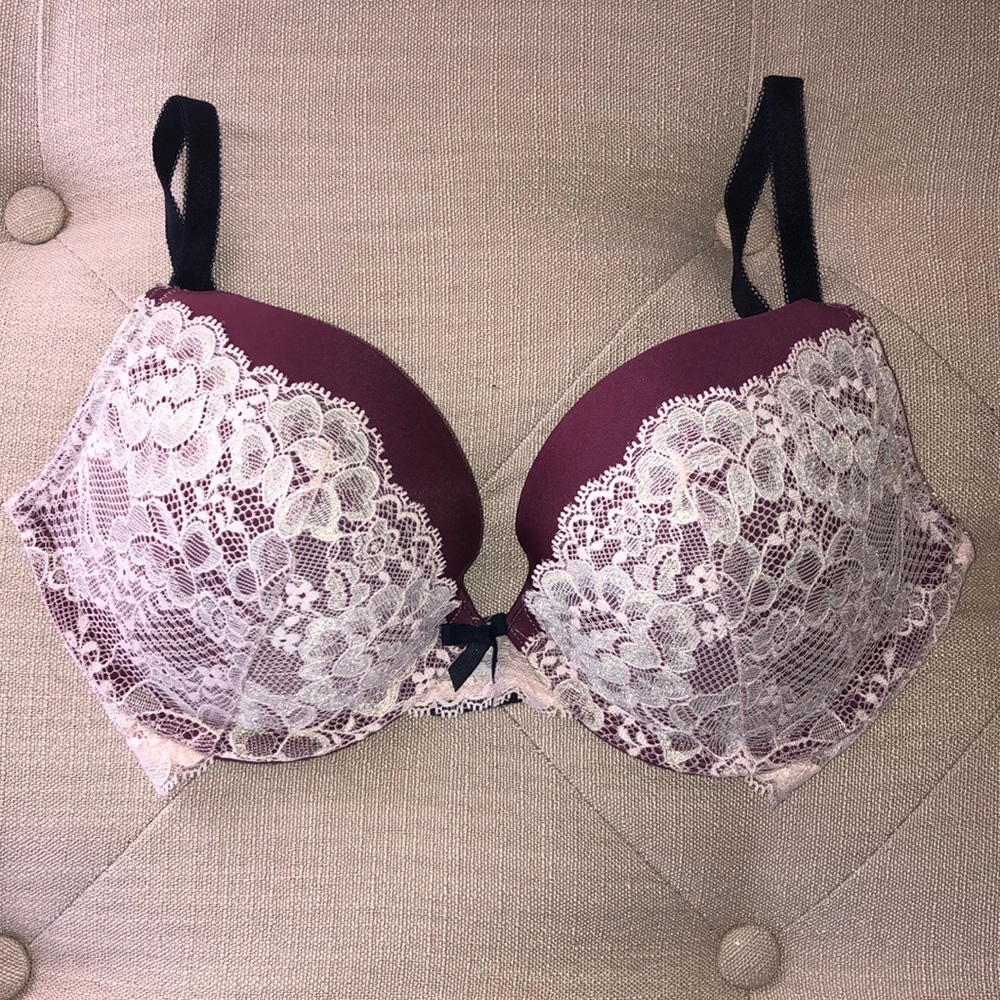 VS Pink Iridescent Lace Bra